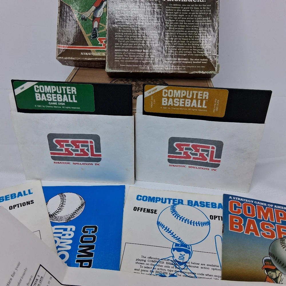Commodore 64 Atari 48K Computer Baseball 2 Floppy Diskette Game 1981 Complete